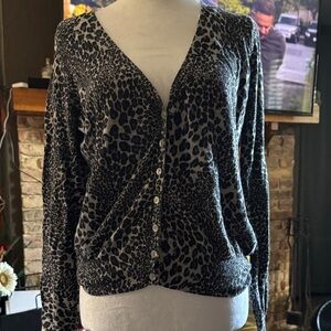 Victoria's Secret Black and Gray Animal Print Cardigan